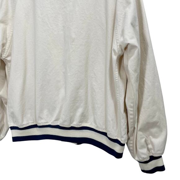 Vintage 90s Van Heusen Men's White Cotton Bomber Jacket Snap Button; Large - Picture 6 of 9